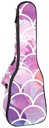 Ukulelentasche Meerjungfrau Waage Muster Rosa Ukulele Koffer für Sopran, Tenor Konzert, 58,9 cm dick, weich gepolsterte, verstellbare Gurte Gigbag
