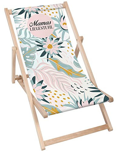 DreamRoots Muttertagsgeschenk für Mama Liegestuhl Holz klappbar aus Buchenholz, bis 130 kg belastbar, verstellbare Rückenlehne faltbar und robust für Garten oder Terrasse