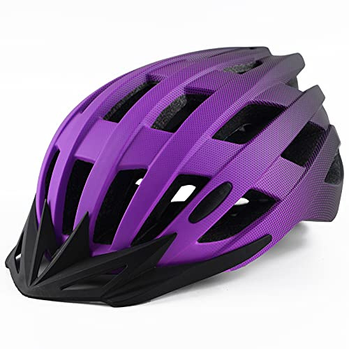 Youth Bike Helmets, Adjustable Teenage Ages 8-14 Bicycle Helmet, Lightweight Road Mountain Cycling Safety Sports Helmets with Detachable Visor Purple M