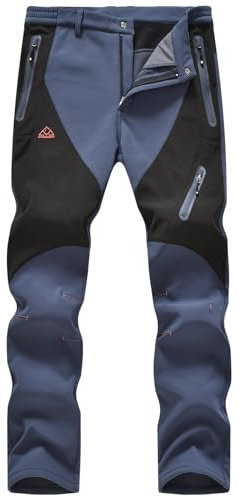 Rdruko Men's Waterproof Trousers Fleece Lined Winter Warm Ski Trousers Outdoor Hiking Walking Fishing Camping Pants with Zip Pockets Cool Grey 34