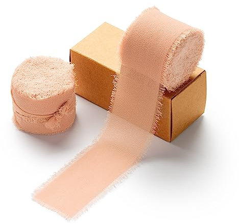 AOKSUNOVA Schleifenband 3,8cm x 12,6m Chiffonband Geschenkband Hochzeit Stoffband Rosegold