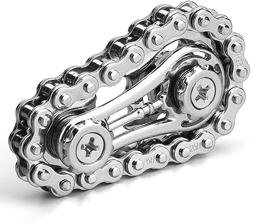 Cool Sprockets Fidget Chain Age 3+, Assemble Fidget Spinner Ring Toys for Kids Adults, Metal Fidgeting Sensory Bike Chain Gears Cube, EDC Stress Relief Hand Finger Spinner Kinetic Desk Office Gift
