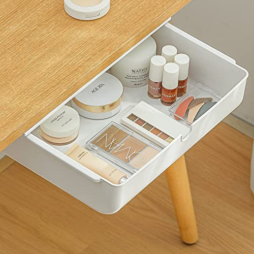 TOOSOAR Under Desk Drawer, Adhesive Office Drawer Organizer, Under Base Hanging Drawer for Office, Hideout, Home, School