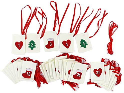 Weihnachts-Adventskalender-Taschen, 31 Tage, Hängende Adventskalender-Geschenktüten, DIY-Countdown-Taschen Für Zuhause, Büro, Wanddekoration