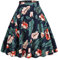 Damen Rockabilly Rock Vintage 1950er Jahre Retro Blumen Druck Faltenrock Elastische Hohe Taille Swing Glockenrock Tellerrock Plissee A-Linie Knielang Festliche R?ck Trachtenrock Sommer Dunkelblau XL