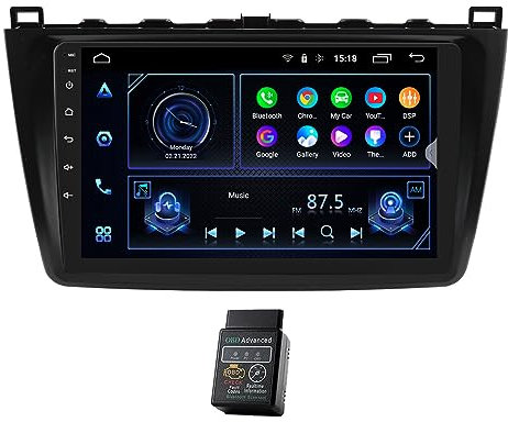 932GB 8 Core Android 12 CarPlay GPS Head Unit Car Stereo For Mazda 6 2007-2012 DAB+Radio GPS Sat Nav Bluetooth Car Multimedia Player Touch Screen FM/AM Radio Audio Video WiFi DSP DVR USB
