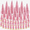 42Pcs Mini Sisal Trees with Wood Base Pink Artificial Christmas Pine Trees Ornaments for Winter Snow Miniature Scenes DIY Christmas Crafts Xmas Holiday Home Desk Tabletop Decor (42Pcs Pink-Mix Size)