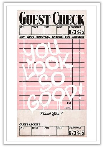 KFDJIG Trendige Retro-adrette Leinwand-Kunst, Pink und Orange, Schwarz, flippige, inspirierende Galerie-Poster, You Look So Good Positive Room, ästhetische Drucke, Gemälde, Dekor, Bar, Wagen,