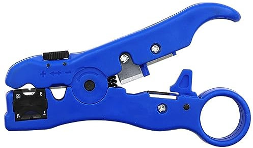 Haptufer 1 Piece Multi- Coaxial Cable Stripper Cable TV Cable Stripper Wire Stripper Easy to Use Blue
