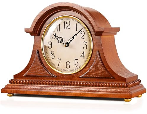 AYRELY® Kaminuhr mit Stunden-/Viertelstunden-Glockenspiel, eleganter Holzrahmen, batteriebetriebene Tischuhr, Vintage-Kaminuhr für Wohnzimmer oder Heimdekoration, Geschenk