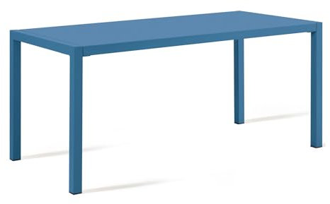 Mondo Viro Feststehender Tisch Quatris aus lackiertem Metall, rechteckig, für den modernen Garten (Maxi – 200 x 80 cm, 75 h, hellblau)