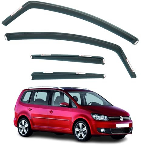 Set mit 4 Windabweisern, kompatibel mit Volkswagen Touran 2003, 2004, 2005, 2006, 2007, 2008, 2009, 2010, 2011, 2012, 2013, 2014.