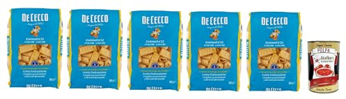 Italian Gourmet Pasta Festonati n°22, pasta italiana di semola 5 x 500g | Formato rigato und bronzeähnliche Textur, per sughi densi e Aufläufe, Gesamtnettogewicht 2,5 kg + Kostenlos Polpa 400g