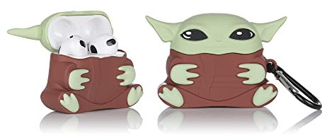 LEWOTE Silikonhülle kompatibel mit Airpods 3 Funny Cute Cartoon 3D Case Cover (Yoda Brown)