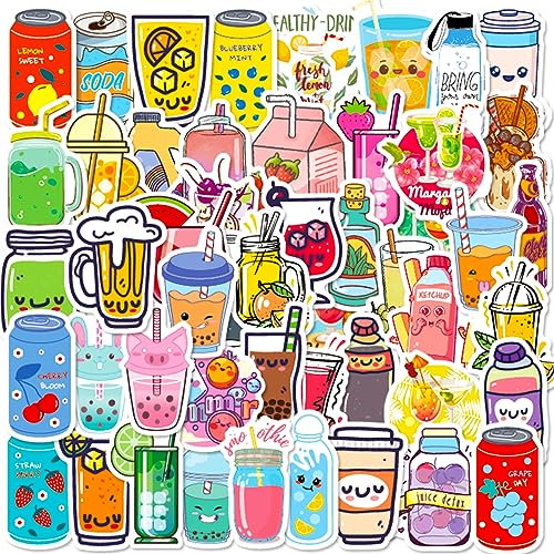AUCEKO 50 Stück Drinks Aufkleber Pack Beverage Sticker Set wasserdichte Vinyl Sticker für Laptop Kinder Autos Motorrad Fahrrad Skateboard Gepäck Koffer Computer Aufkleber Graffiti Decal