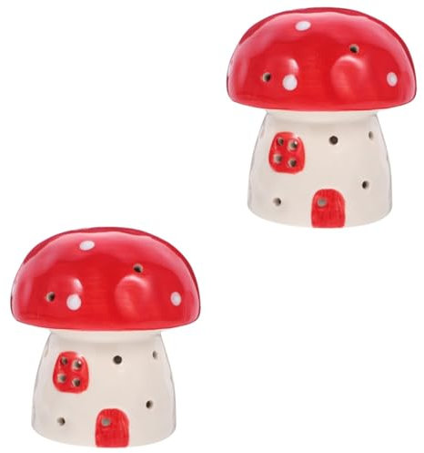 Alipis 2St Pilz-Nachtlicht Schreibtischlampe Schlafzimmerlampe Pilzdekor Nachttischlampe elegante Tischleuchte Tischlampendekor Jahrgang Ornamente warme Lampe schmücken Keramiklampe rot