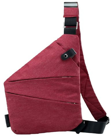 Anti Diebstahl Tasche Damen Diebstahlsichere Reisetasche Tasche Diebstahlsicher Brusttasche Sichere Tasche Anti Theft Travel Bag Flex Tasche Umhängetasche Bodybag Rechtshänder (Weinrot)