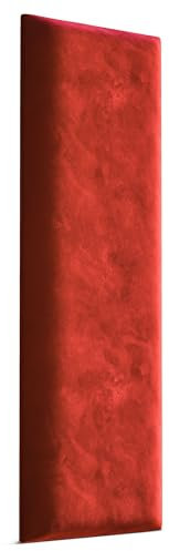 Muralo - Samt Wandkissen Stoff Polster-Paneel für Schlafzimmer Wohnzimmer Bett Wandpolster Bettkopfteil Lendekissen Modern Luxus Gepolstert Magic Velvet (Rot, 70 cm x 15 cm)