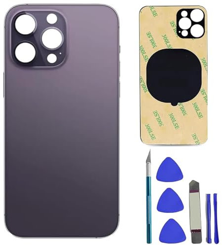 14 Pro Ersatz-Rückglas für iPhone 14 Pro, Rückglas mit vorinstalliertem Kleber und Reparaturwerkzeugset, Dunkelviolett