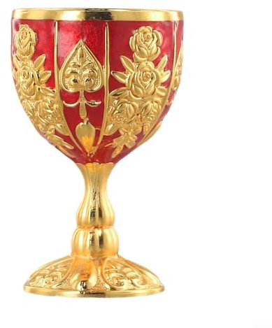 EpheyFIF Copa de vino de aluminio creativa, diseño vintage, base estable para la longevidad (Pumpkin Gold Red)