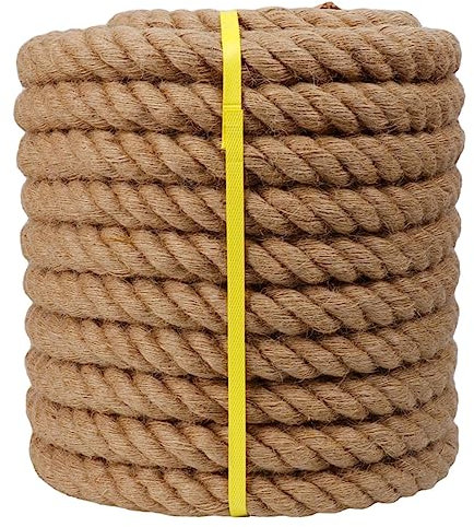 Verdrehtes Manila-Seil, natürliches Juteseil (1 Zoll x 200 Fuß) dickes Hanfseil für Handwerk, nautisch, Geländer, Hängematte, Dekorieren