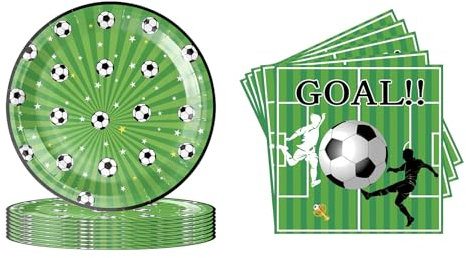 AINIUNIU 40 Piezas Decoración Cumpleaños Futbol, Vajilla Cumpleaños Decoracion Set, Futbol Platos Servilletas para Cumpleaños Fiesta Infantil Temáticas de Fútbol para 20 Invitados
