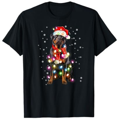 Rottweiler Hund Weihnachtsmann Hut Weihnachten T-Shirt
