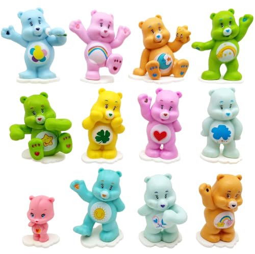 IFHDO Regenbogen-Bär Figürchen Dekoration 12pcs Cartoon Bears Kuchendeko Set Glücks-Bär Ornament Auto-Ornament Bärenfigürine Tortendeko Party Dekoration Cake Topper (Farbe Zufällig)