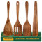 KAQISE Wooden Spatula for Cooking, Natural Teak Wood Utensils including Frying Flat Spatula Turner, Wooden Kitchen Utensils Set (4Pcs)