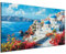DARO Design® Wandbilder Groß 70x50 cm Schlafzimmer Home Deko Wohnung Bild Wohnzimmer Fotoleinwand Wand Bilder Leinwand Wall Decor Abstrakt Griechenland Meer Santorini Gemälde blaue Dächer