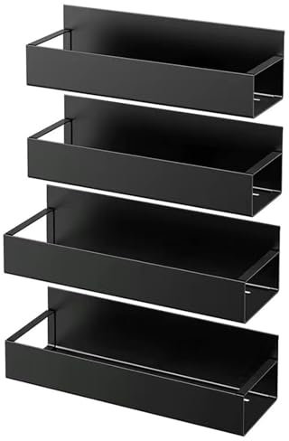 4 Pack Magnetic Spice Rack Shelf,Space-Saving Spice Organiser Magnetic Refrigerator Organizer for Refrigerator Kitchen Organizer Shelf for Fridge Oven, Kitchen Spice Jars and Condiments Tidy Storage