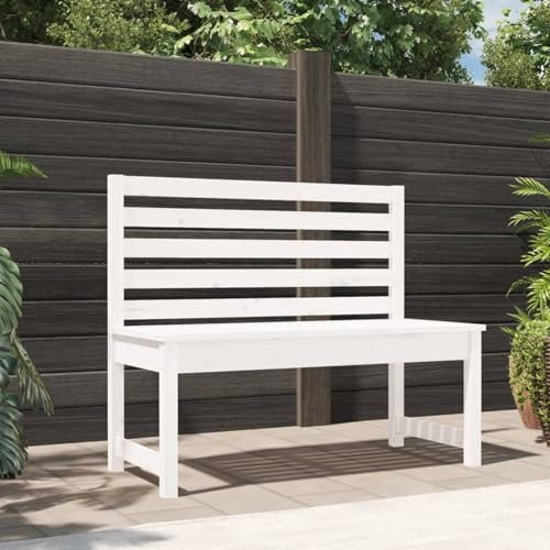 Xichuzi Gartenbank, Sitzbank Outdoor, Parkbank, Balkon Bank Kleiner Balkon, Garten Bänke, Park Benches, Weiß 109 cm Massivholz Kiefer