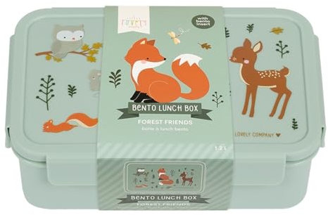 A LITTLE LOVELY COMPANY Bento Fiambrera Forest Friends – Fiambrera, fiambrera, fiambrera, fiambrera, fiambrera, fiambrera, caja de almuerzo, caja de desayuno, caja de aperitivos para niños, amantes