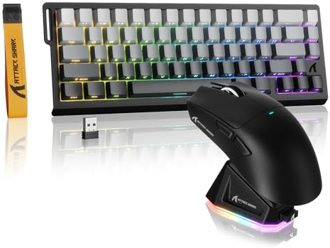 MAMBASNAKE × ATTACK SHARK X68 HE Gaming Wireless Keyboard X11 Mouse Combo | 8KHz Rapid Trigger Keyboard, 0.01mm RT Accuracy, Tri-Mode Mouse, 59g Lightweight, PAW3311, RGB Charging Base, PC/Mac, Gray