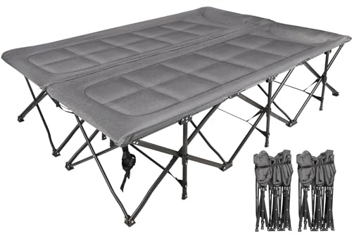 REDCAMP Feldbett 2 Personen mit Matratze, Klappbar, 454kg belastbar, Grau | 200x150cm Doppelfeldbett, robustes, langlebig, komfortabel Gästebett für Outdoor Camping Reisen Strand Garten Indoor