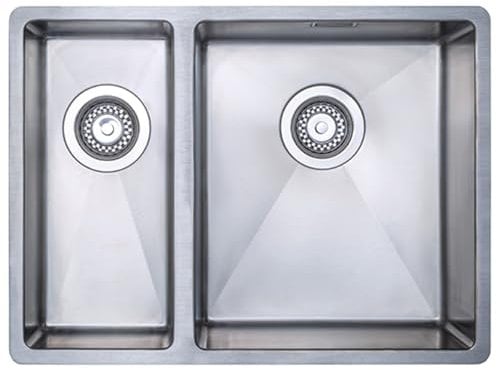 Austen & Co. Ravello 1.5 Bowl Stainless Steel Kitchen Sink – Inset or Undermount, 10mm Radius Corners, Waste Kit, Right Hand Small Bowl