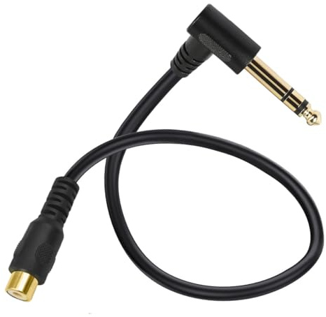HUHANGGod Cavo audio da RCA a 6,35 mm, 90 gradi a destra, attacco da 1/4 stereo TRS maschio a RCA femmina, per mixer, microfono (30 cm) (stereo da 6,35 mm)
