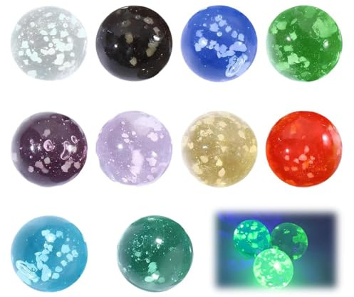 10pcs Biglie di Vetro Colorate,Biglie di Vetro Per Bambini,Glass Marbles,Diametro 16 mm,Biglie di Fosforescenti,Biglie si Illuminano al Buio per Decorazioni Casa Giochi di Marmo Riempitivi di Vasi