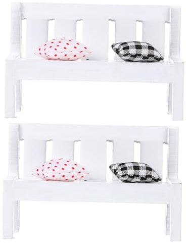 SOIMISS 2 Sätze Miniatur Möbel Miniaturbank Deko Modell Kleine Gartenbank Miniaturstühle Puppenhausmöbel Realistische Mini Deko Bank für Landschafts Fotorequisiten