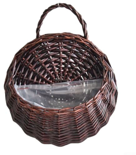 FACAIIO Panier suspendu mural en osier pour plantes, support de pot de fleurs pour intérieur et extérieur, design tressé en rotin naturel