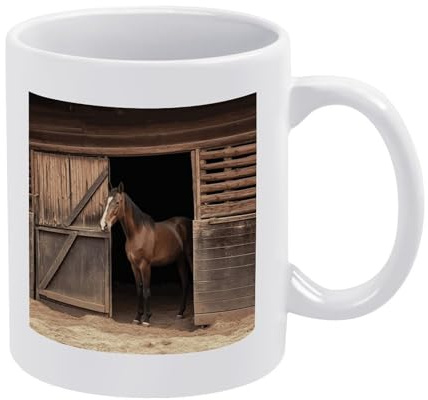 FekiLoot Barn Horse Coffee Mug Personalized Coffee Mugs with Handle Tazas Para Sublimacion Ceramic Camper Cups Funny Tea Cup Work Mugs Gift for Office And Home 11oz