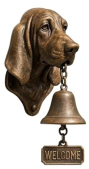 Ticha Dog Bells, Vintage Resin Wall Mounted Doorbell with Dog Head Design, for Porch Gate Garden Farmhouse Outdoor Decor (Basset Hound)