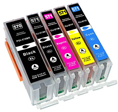 ESMONLINE 5 komp. XL Druckerpatronen als Ersatz für Canon 570 Pixma TS 5050 5051 5053 5055 6050 6051 6052 8050 8051 8052 8053 9050 9055