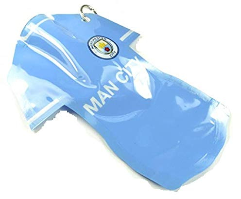 MANCHESTER CITY FC Official Football Flat Sports Water Bottle (350ml) (One Size) (Light Blue/White)