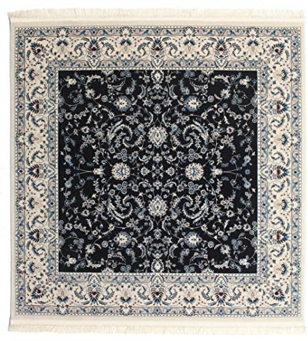 RugVista, Nain Florentine, Teppich, Mittelflor, 150 x 150 cm, Quadratisch, Oeko-Tex Standard 100, Polyester, Flur, Schlafzimmer, Küche, Wohnzimmer, Dunkelblau, Grau