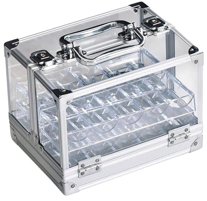 GSE Games & Sports Expert Acrylic Poker Chip Case with 6 Chip Trays, Holds 600 Chips, Casino Grade Poker Chips Holder for Poker Chips