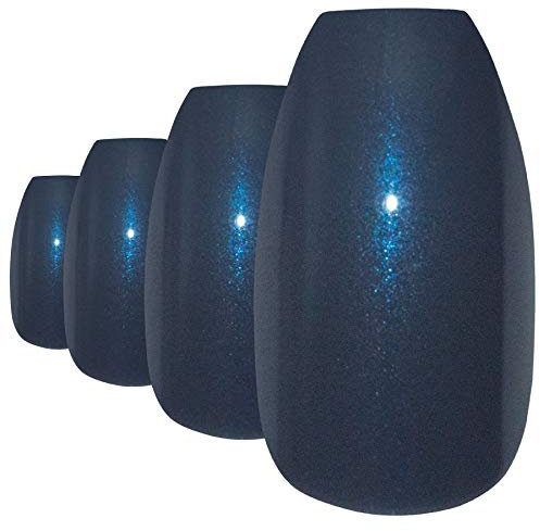 Bling Art Ballerina False Nails Fake Coffin Glitter Grey Acrylic Long Tips Glue