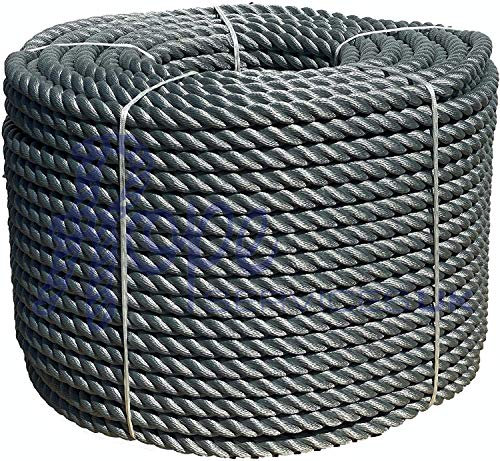 RopeServices UK 24mm 3 Strand Grey Decking Rope x 6 Metres, Garden Decking Rope