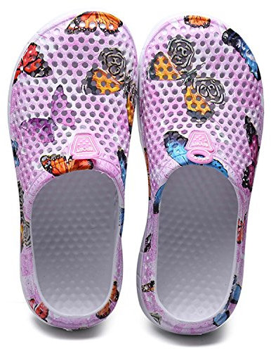Sabots Mules Chaussures Respirant Fermé Chaussures de Jardin D'Été Amants Pantoufles Plage Sandales Hommes Femmes Piscine Sandales Chaussons Rose Papillon 42