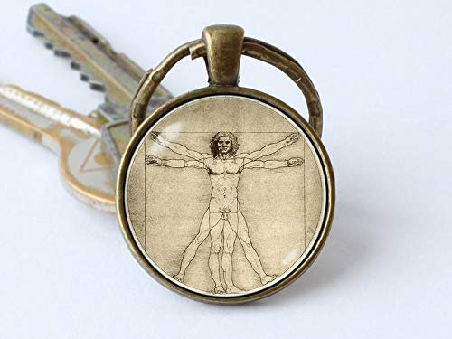 Bloody devil Art Picture Key Chains,Da Vinci key fob vitruvian Man Keychain Vitruvian Man keyring Da Vinci art Da Vinci jewelry Pendant Da Vinci key ring Da Vinci Renaissance, Gift of love, farblos,